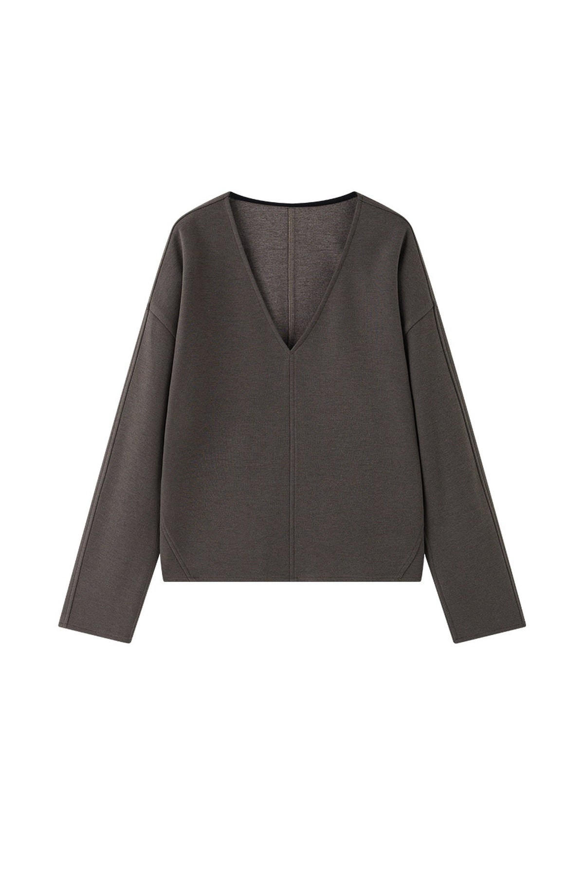 Relaxed Cashmere Blend Deep V-Neck Sweatshirt