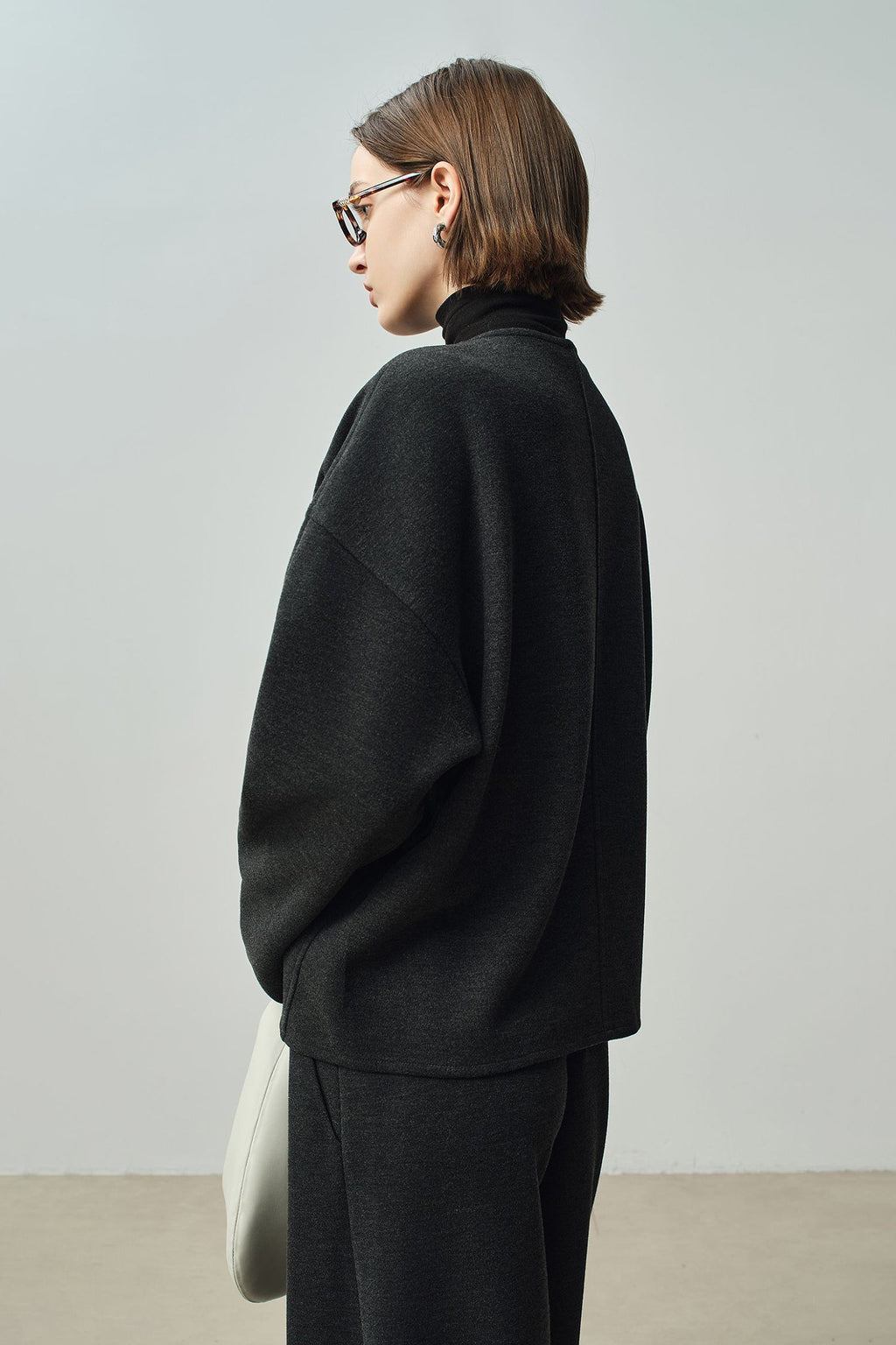 Relaxed Cashmere Blend Deep V-Neck Sweatshirt