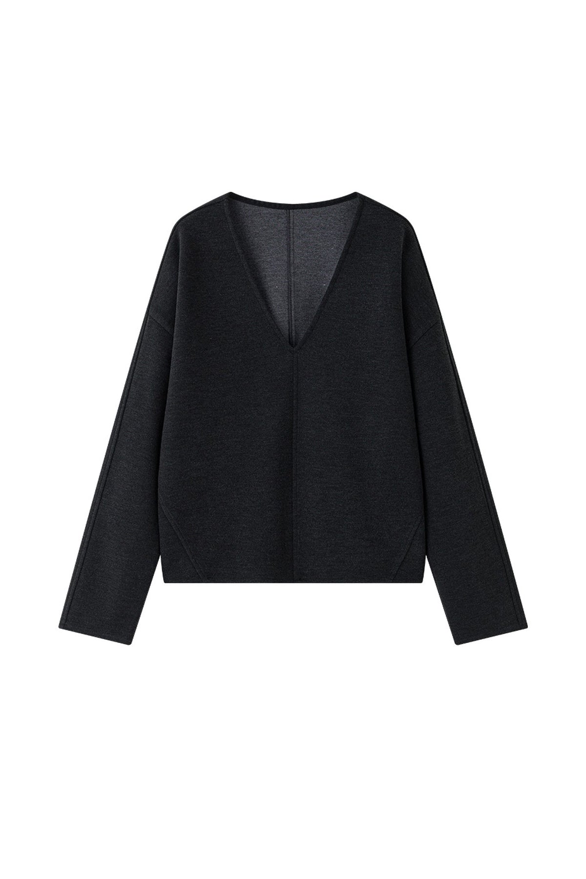 Relaxed Cashmere Blend Deep V-Neck Sweatshirt