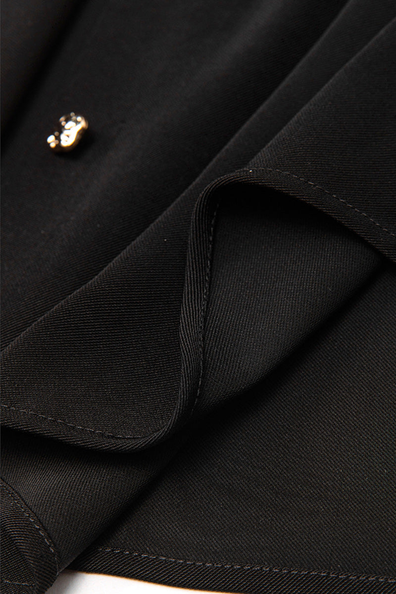 Relaxed Fit Long Sleeve Satin Button-Up Shirt in Black