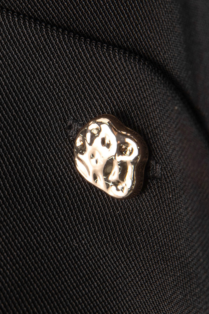 Relaxed Fit Long Sleeve Satin Button-Up Shirt in Black