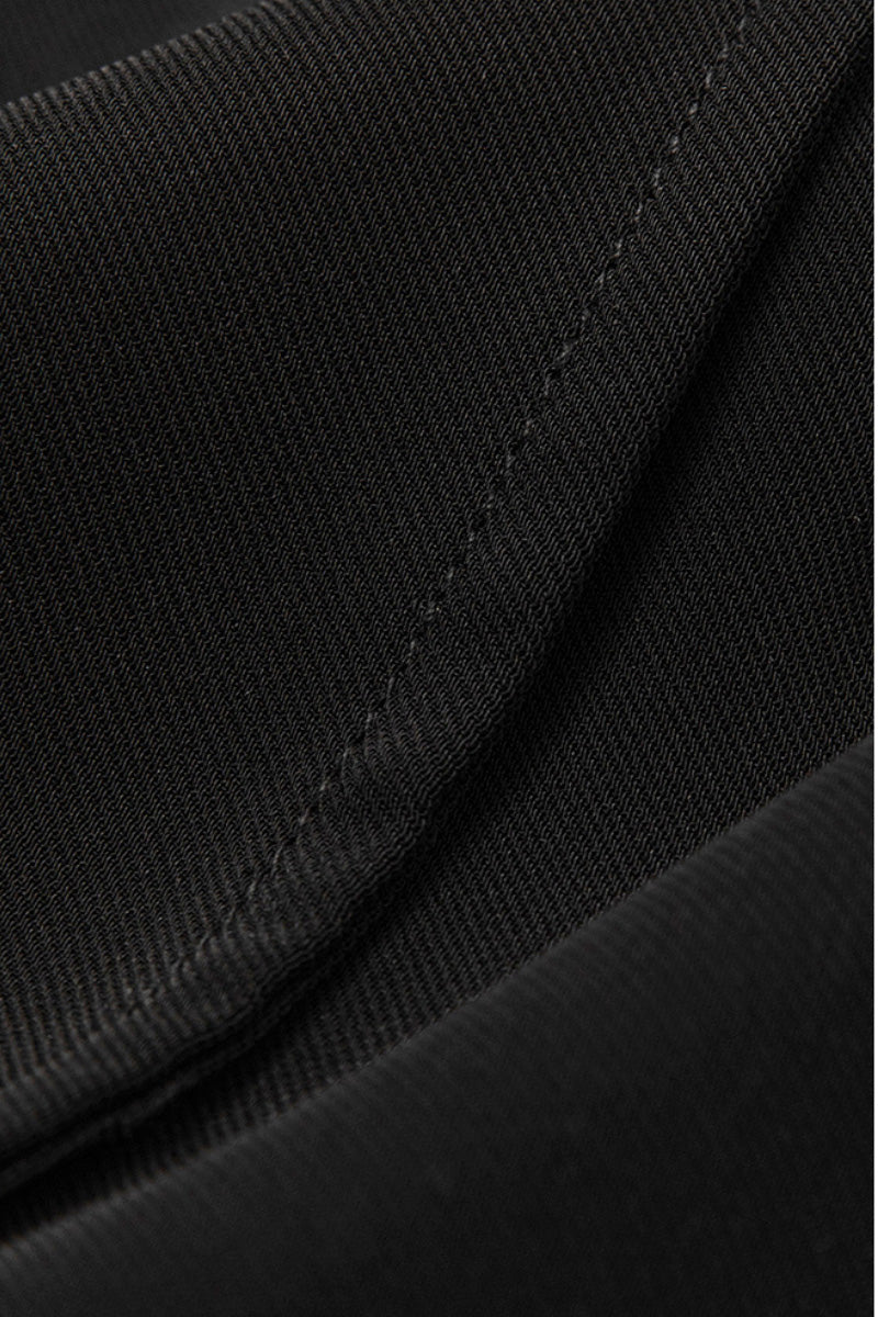 Relaxed Fit Long Sleeve Satin Button-Up Shirt in Black