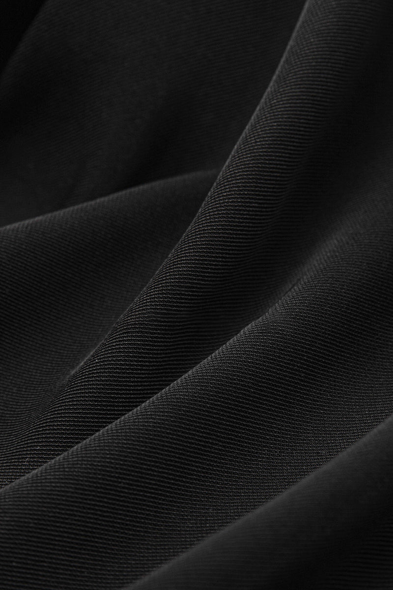 Relaxed Fit Long Sleeve Satin Button-Up Shirt in Black
