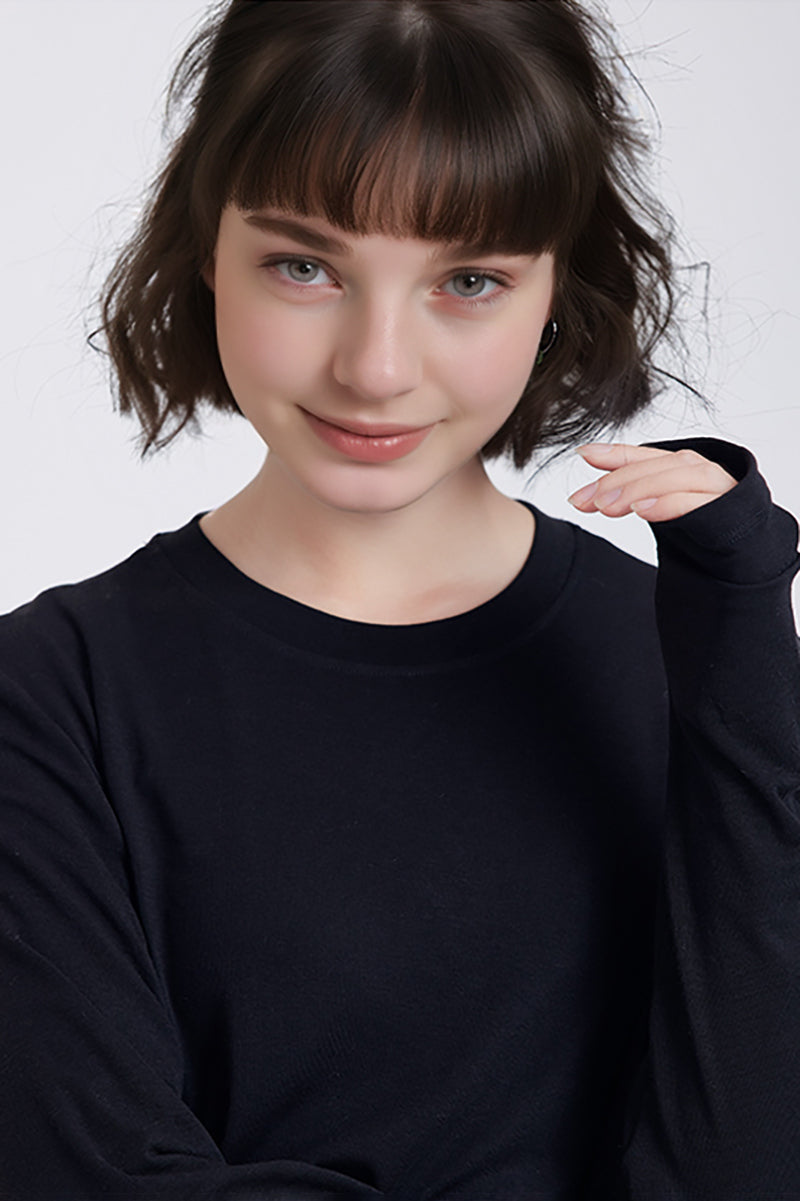 Relaxed Fit Lyocell-Silk Long-Sleeve Crewneck T-Shirt