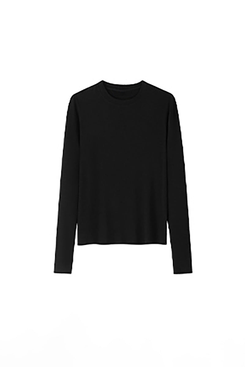 Relaxed Fit Lyocell-Silk Long-Sleeve Crewneck T-Shirt