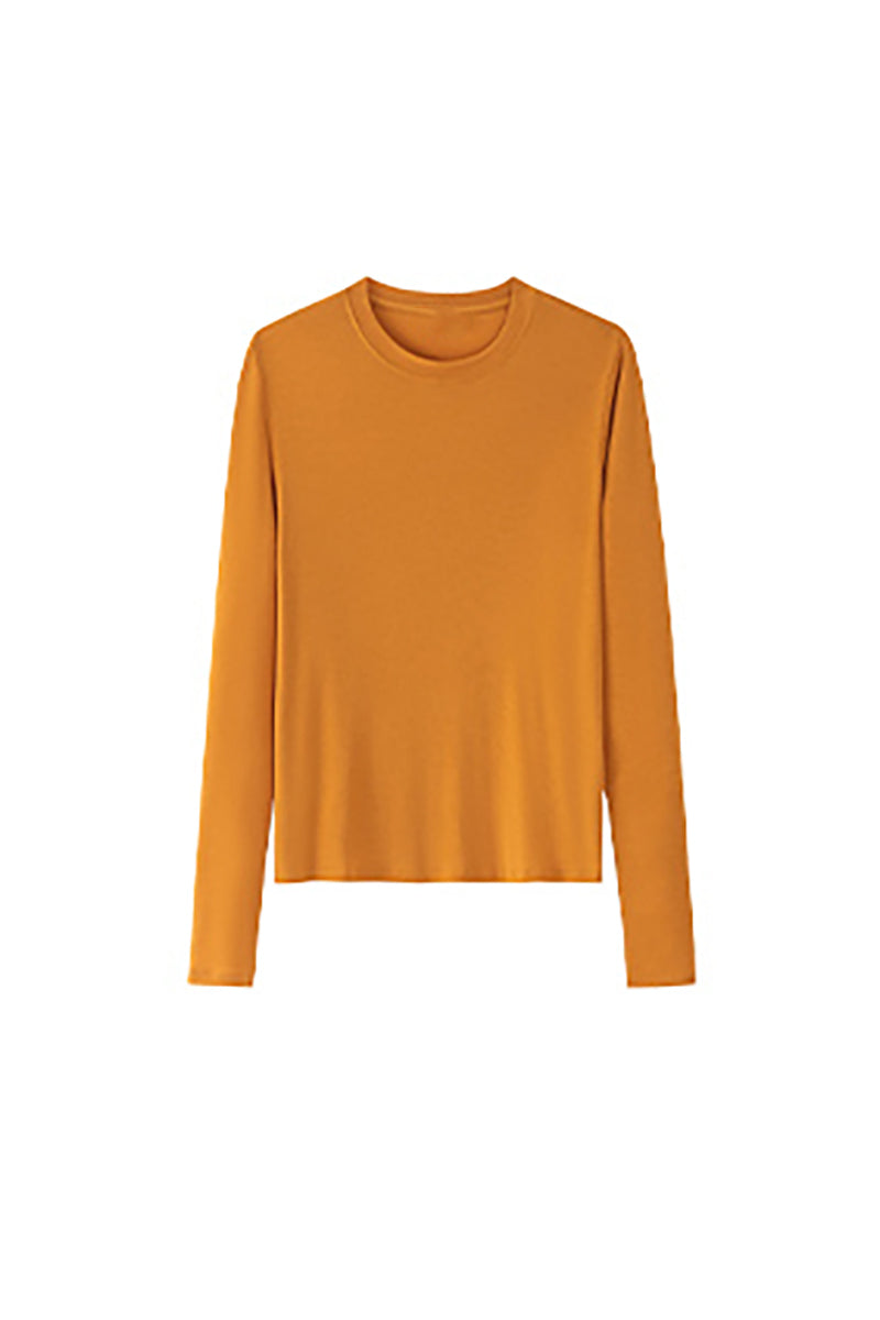 Relaxed Fit Lyocell-Silk Long-Sleeve Crewneck T-Shirt
