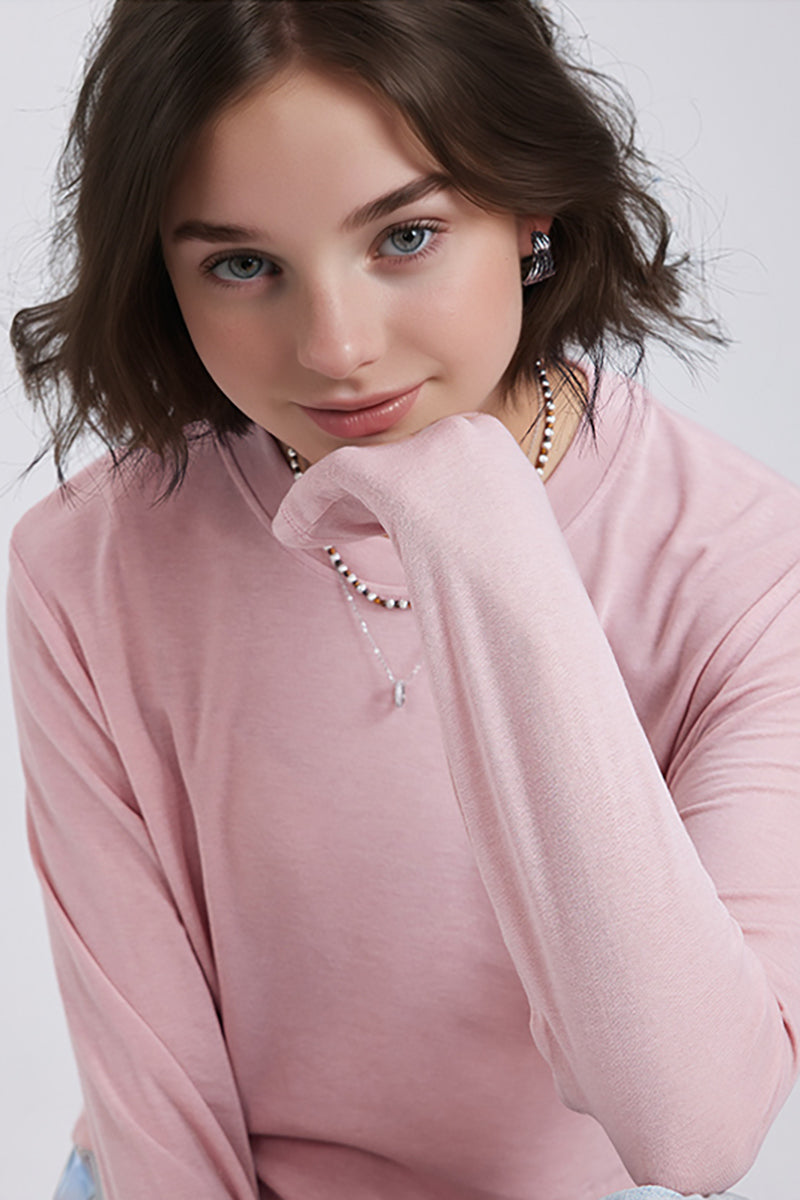 Relaxed Fit Lyocell-Silk Long-Sleeve Crewneck T-Shirt