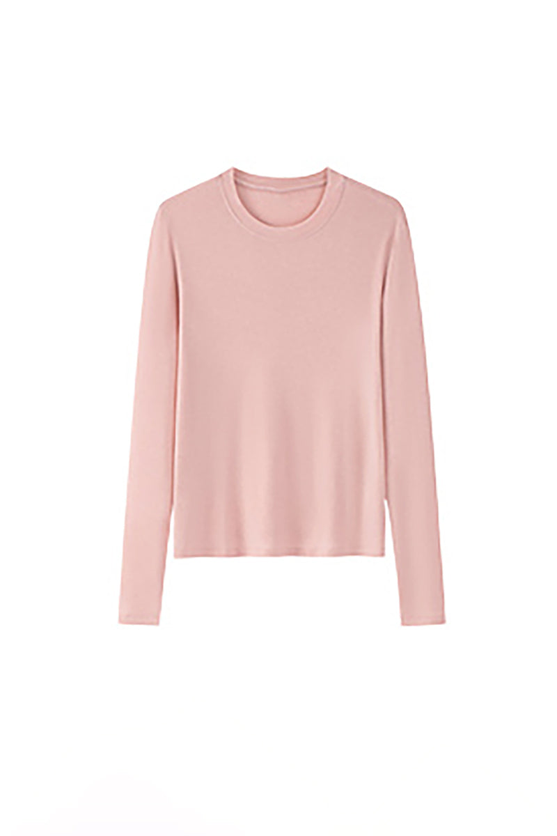 Relaxed Fit Lyocell-Silk Long-Sleeve Crewneck T-Shirt