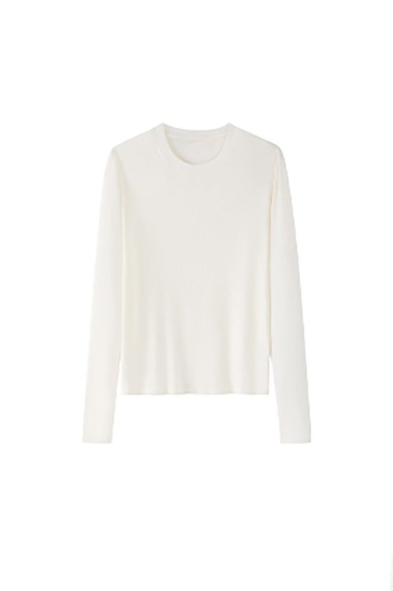 Relaxed Fit Lyocell-Silk Long-Sleeve Crewneck T-Shirt