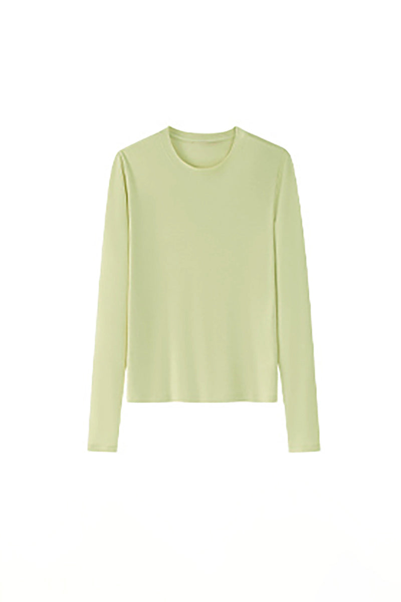 Relaxed Fit Lyocell-Silk Long-Sleeve Crewneck T-Shirt