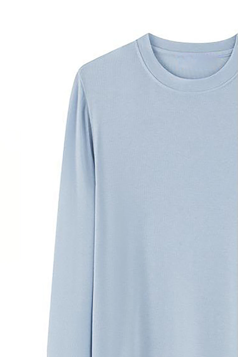 Relaxed Fit Lyocell-Silk Long-Sleeve Crewneck T-Shirt