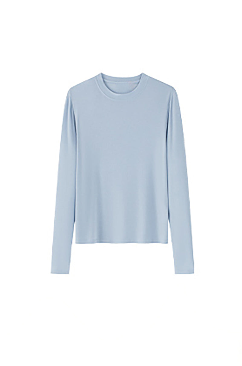 Relaxed Fit Lyocell-Silk Long-Sleeve Crewneck T-Shirt