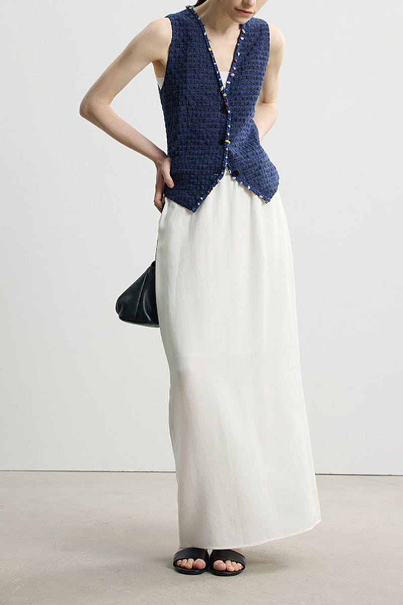 Relaxed Fit Tencel Linen Drawstring Maxi Skirt