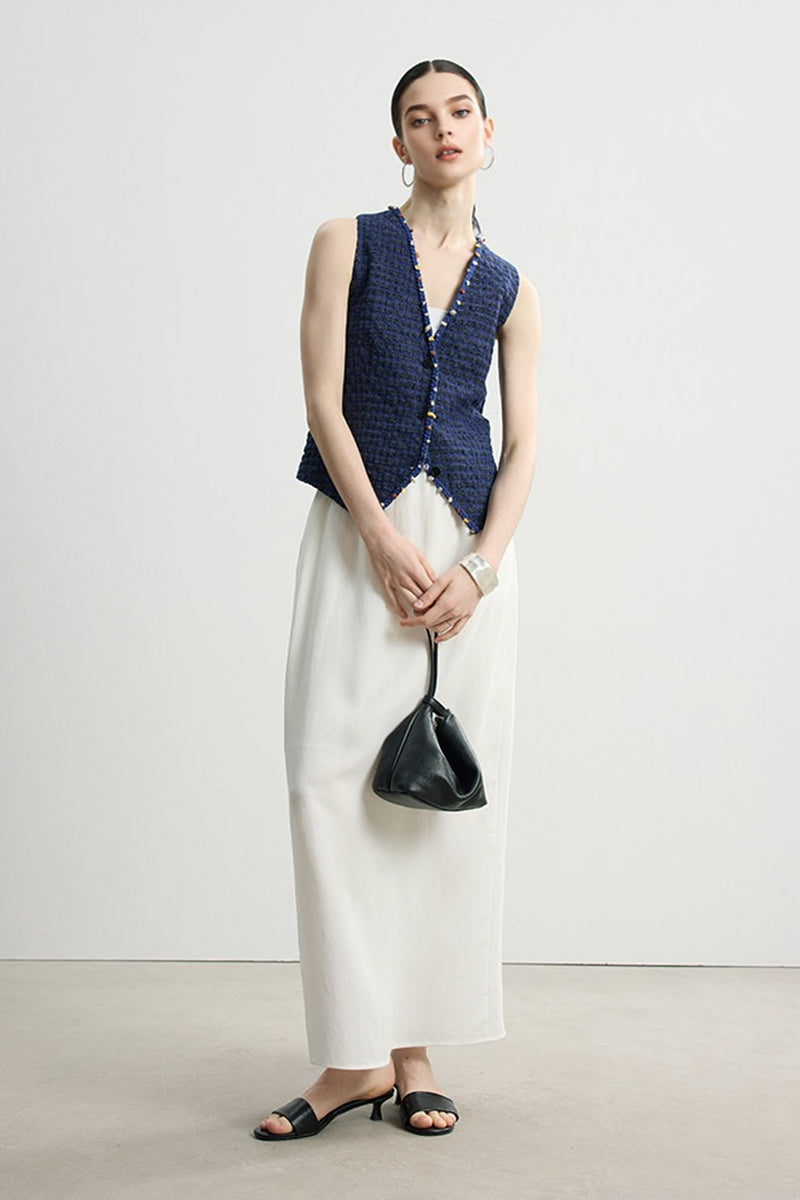 Relaxed Fit Tencel Linen Drawstring Maxi Skirt