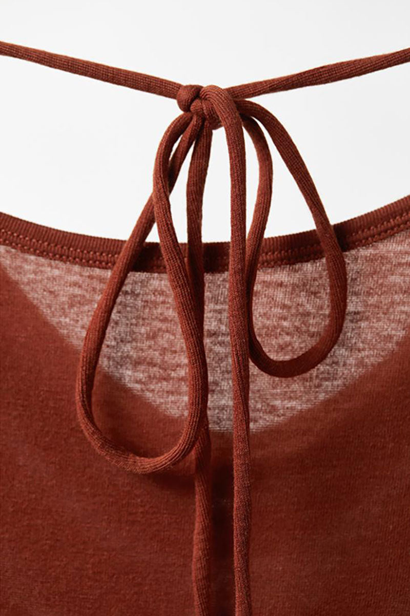 Reversible Front-Back Tencel-Wool Long-Sleeve Cowl-Neck Blouse