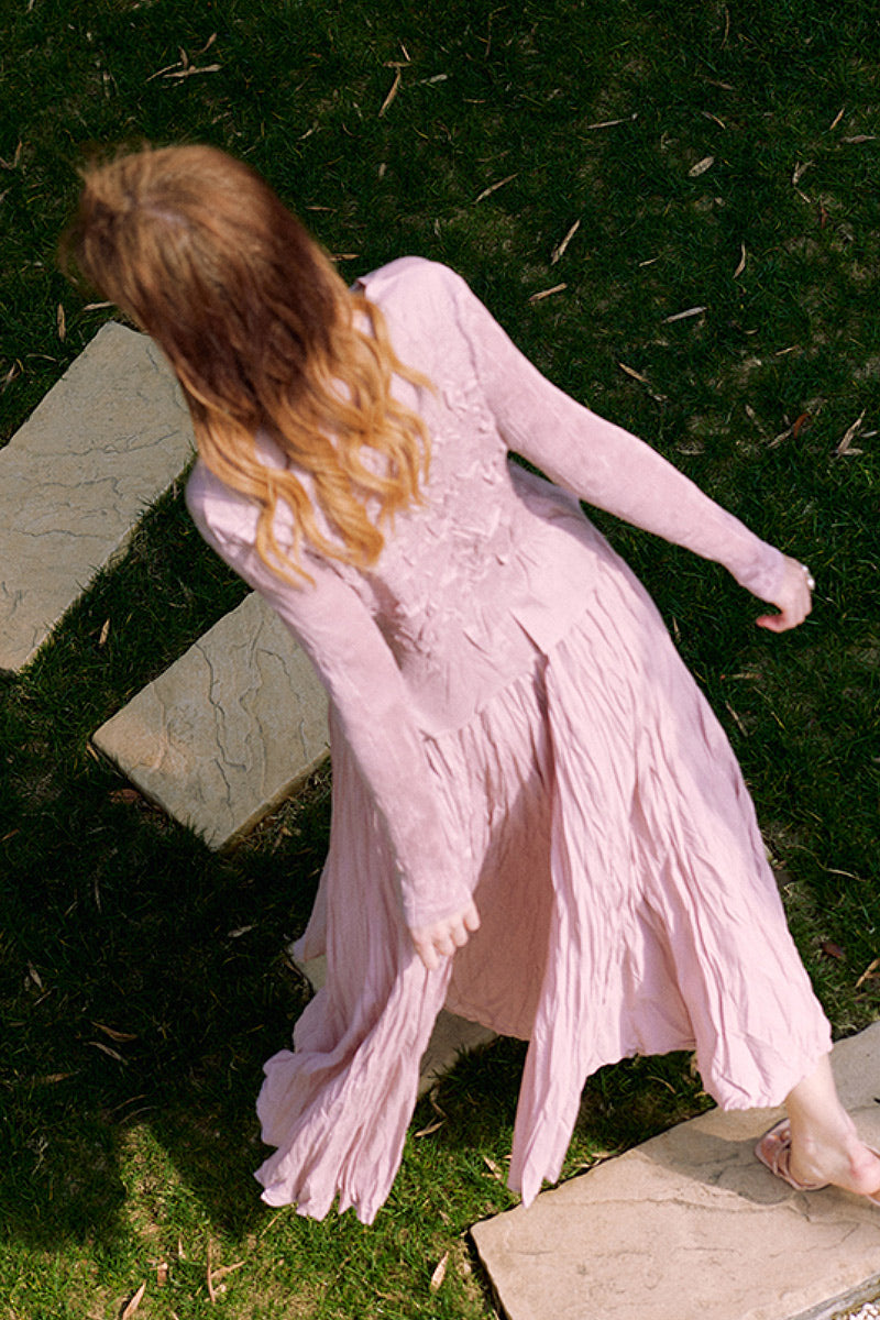Romantic Flowy Textured A-Line Midi Skirt