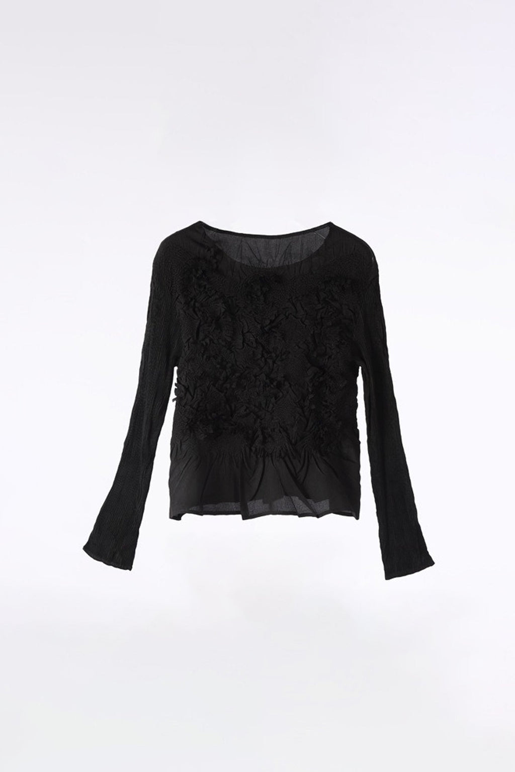 Romantic Handmade Floral Embroidery Textured Blouse