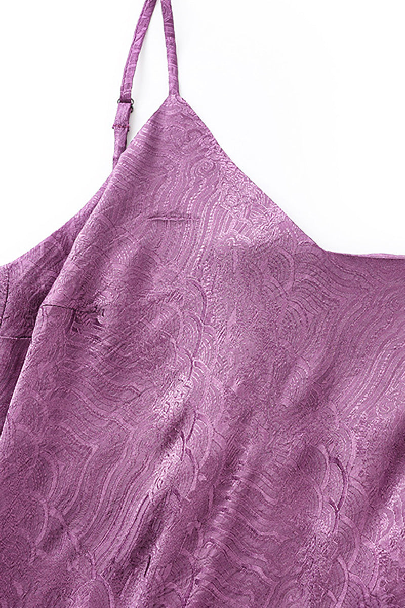 Satin Jacquard V-Neck Midi Slip Dress