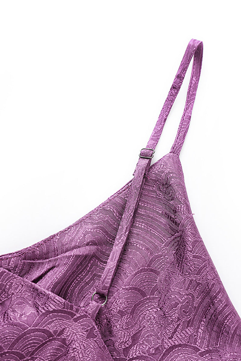 Satin Jacquard V-Neck Midi Slip Dress