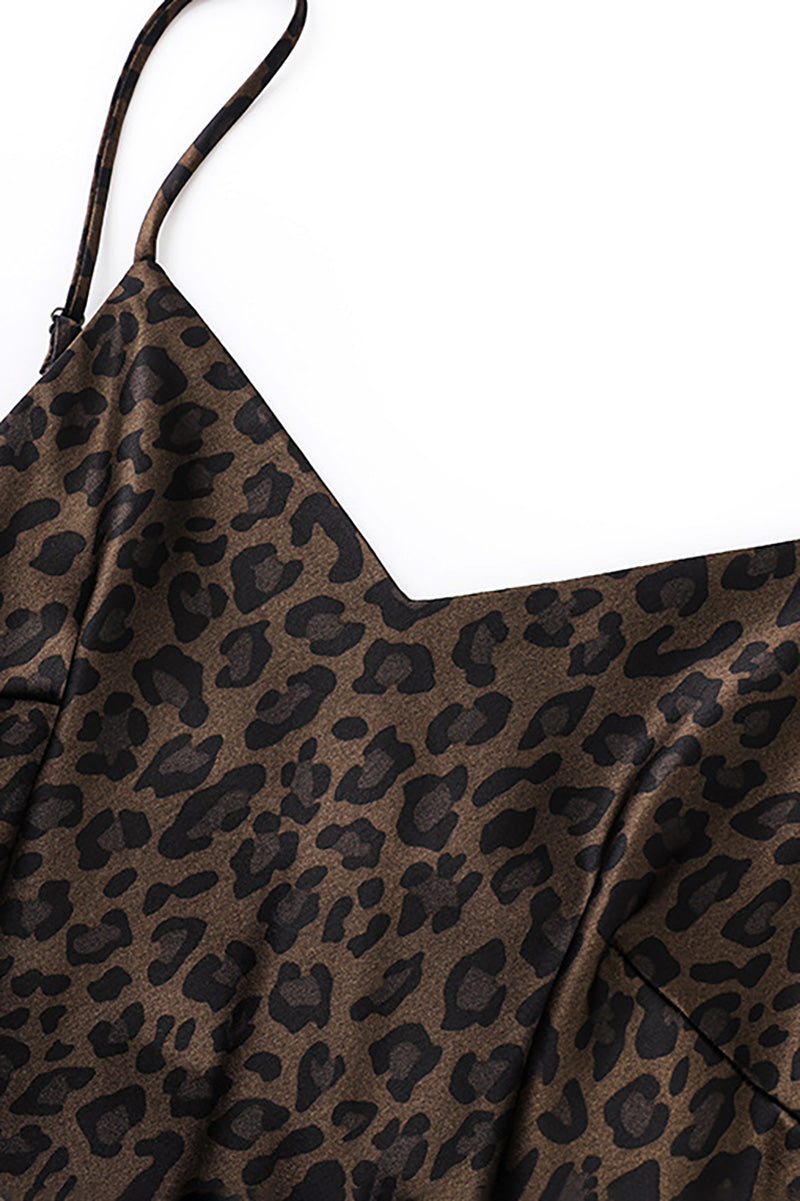 Satin Printed V-Neck Midi Slip Dress