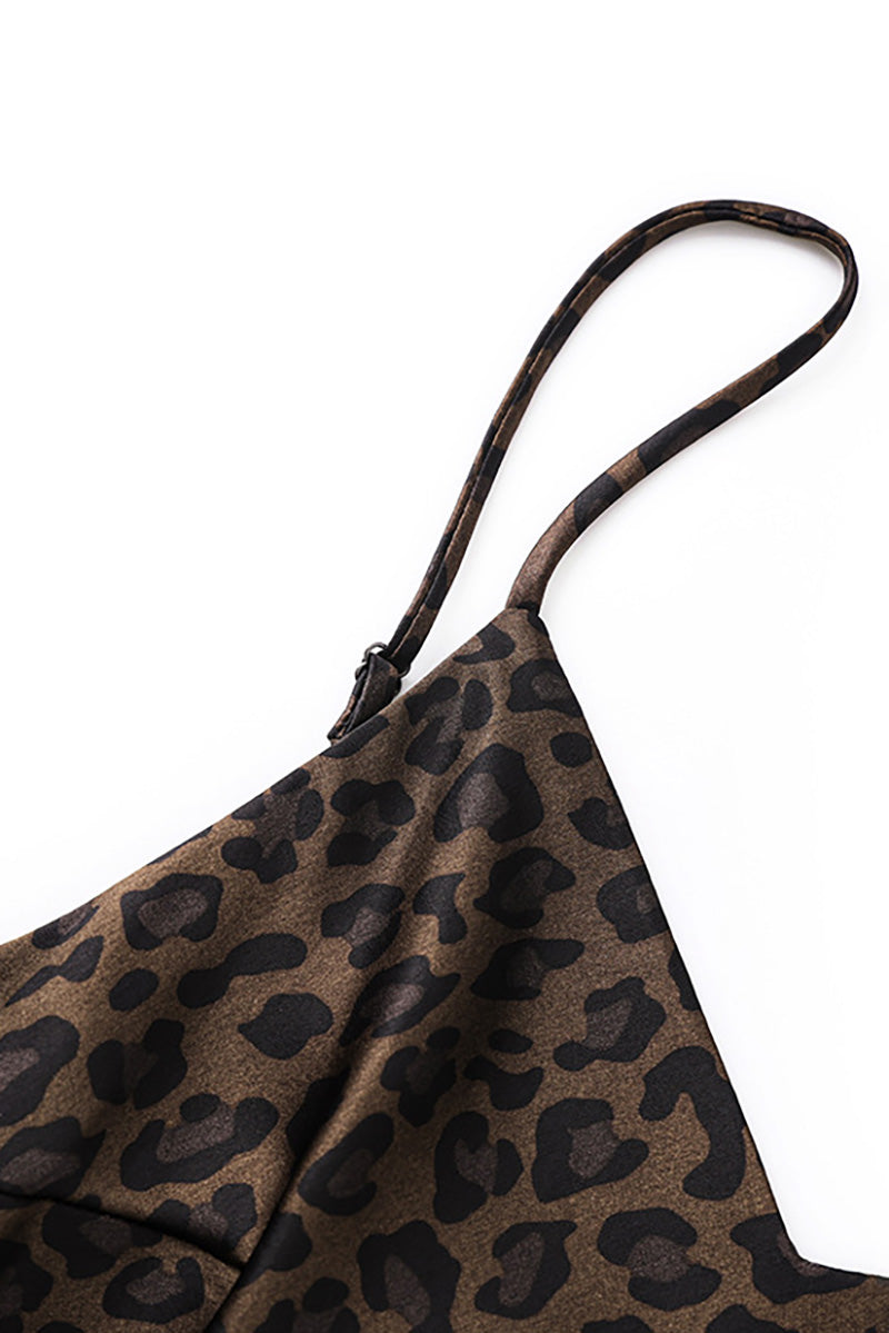 Satin Printed V-Neck Midi Slip Dress