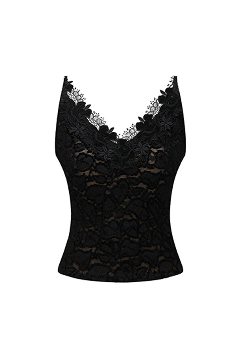 Sequin Lace V-Neck Built-In-Bra Camisole