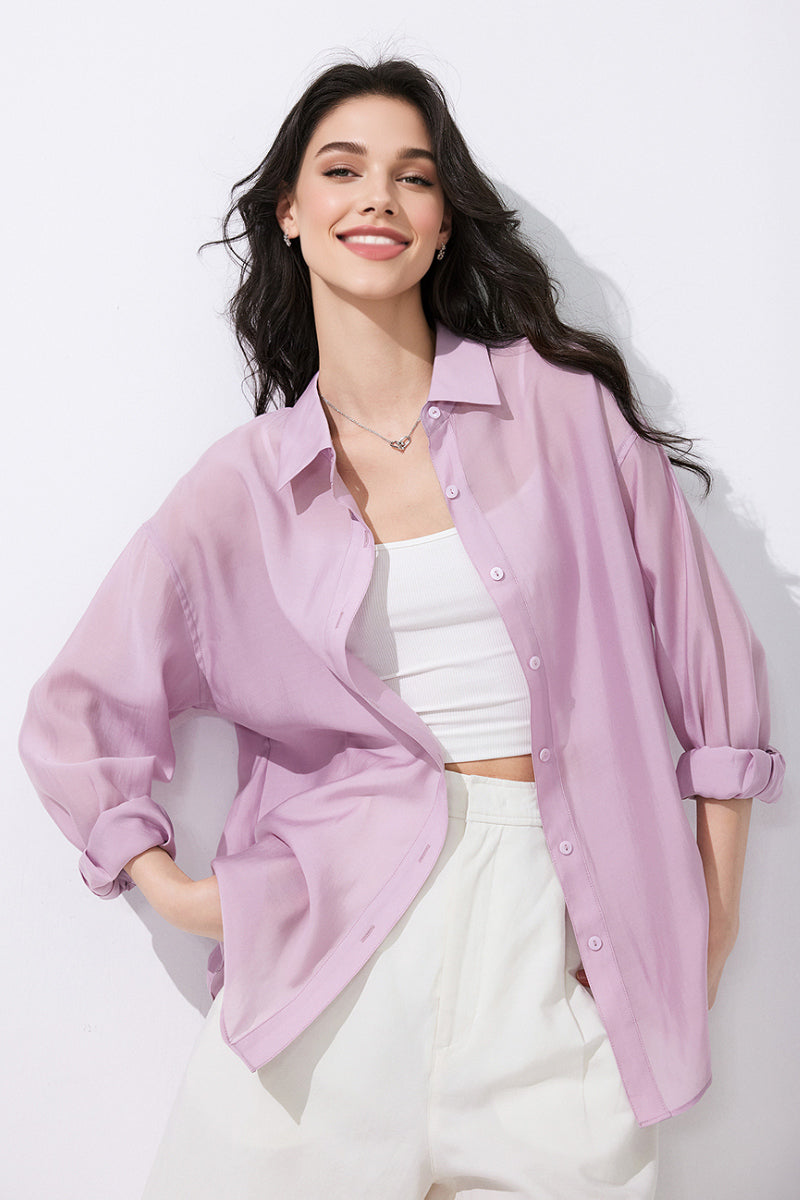 Sheer Lyocell-Blend Drop-Shoulder Shirt