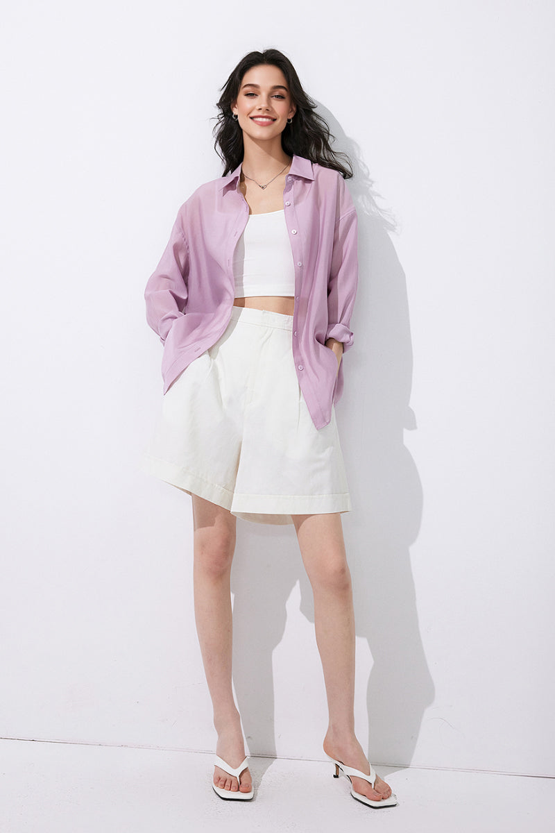 Sheer Lyocell-Blend Drop-Shoulder Shirt