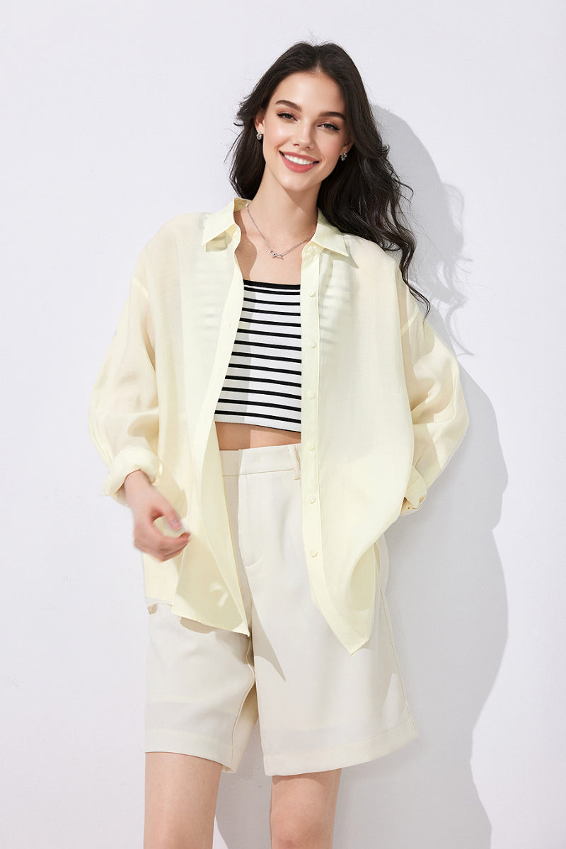 Sheer Lyocell-Blend Drop-Shoulder Shirt