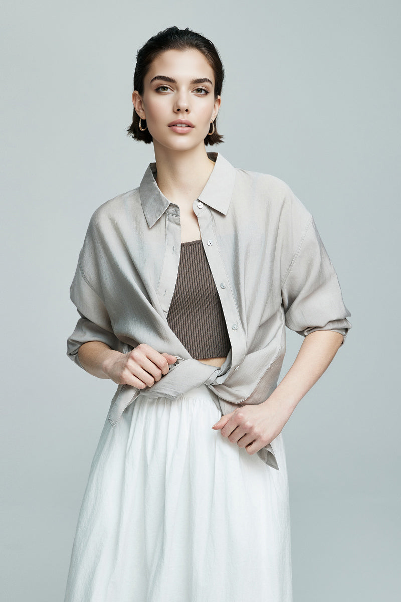 Sheer Lyocell-Blend Drop-Shoulder Shirt