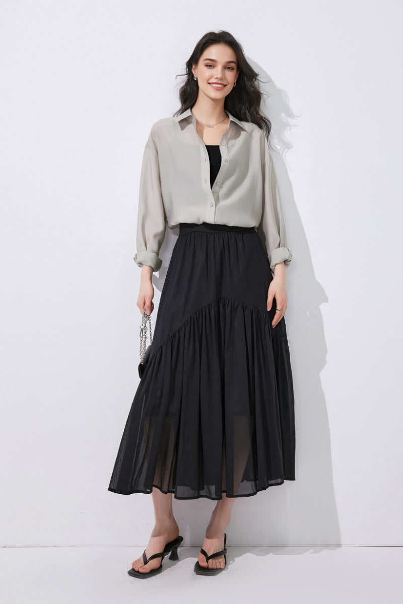 Sheer Lyocell-Blend Drop-Shoulder Shirt