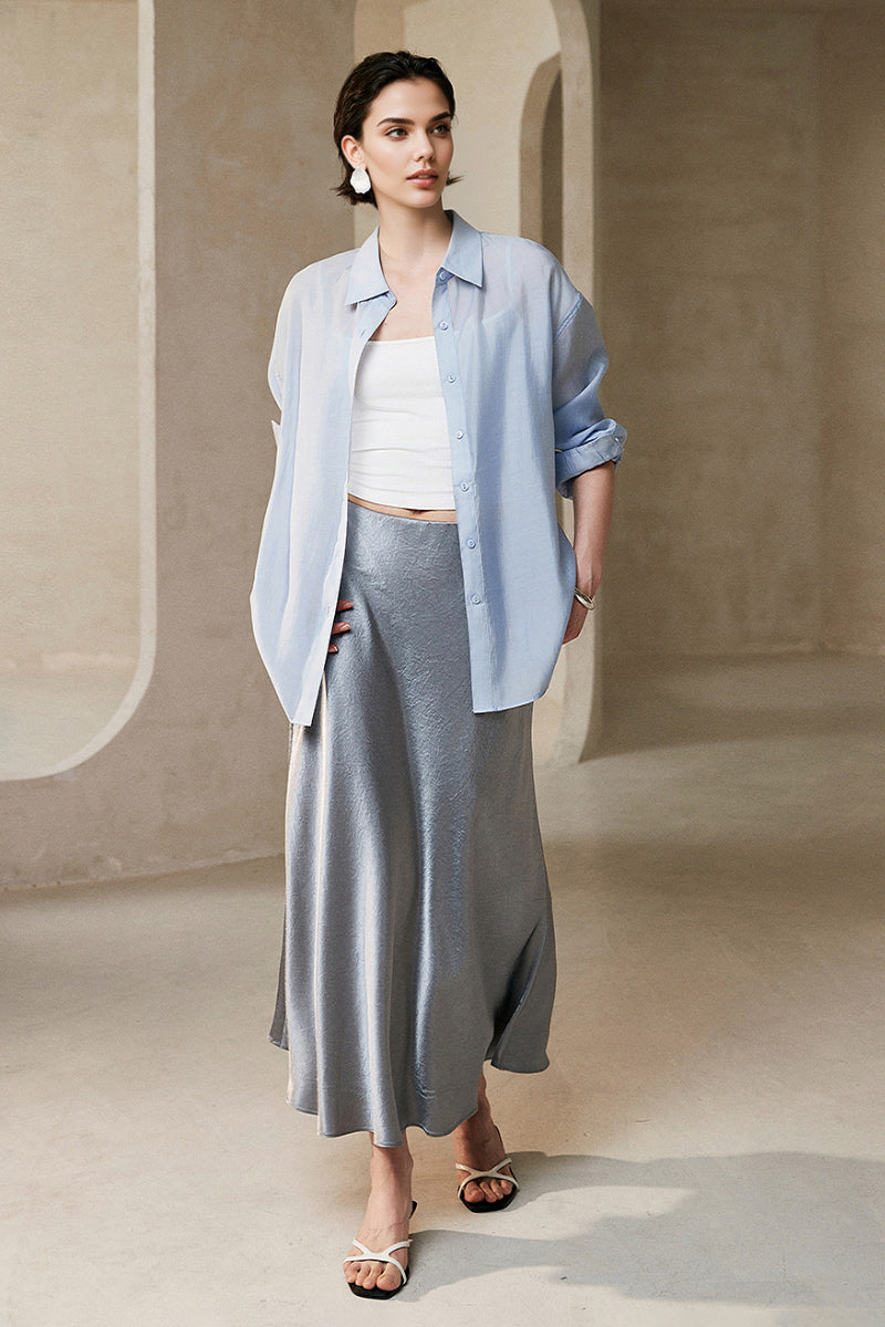 Sheer Lyocell-Blend Drop-Shoulder Shirt