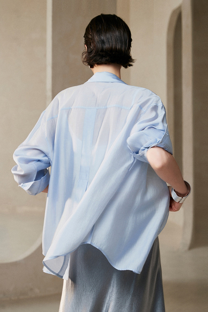 Sheer Lyocell-Blend Drop-Shoulder Shirt