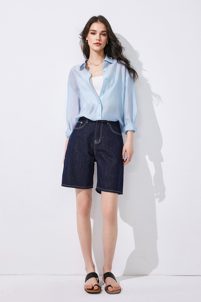 Sheer Lyocell-Blend Drop-Shoulder Shirt