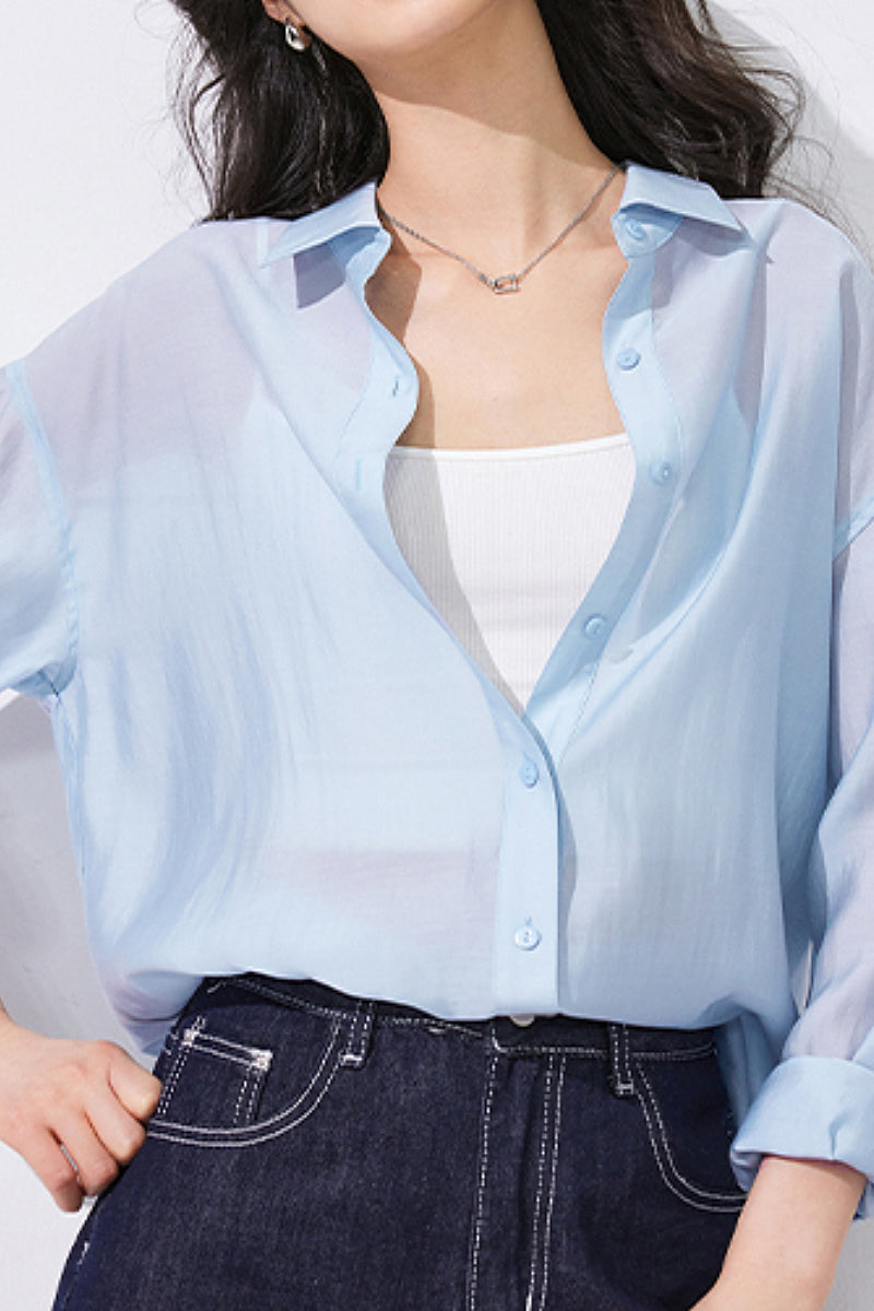 Sheer Lyocell-Blend Drop-Shoulder Shirt