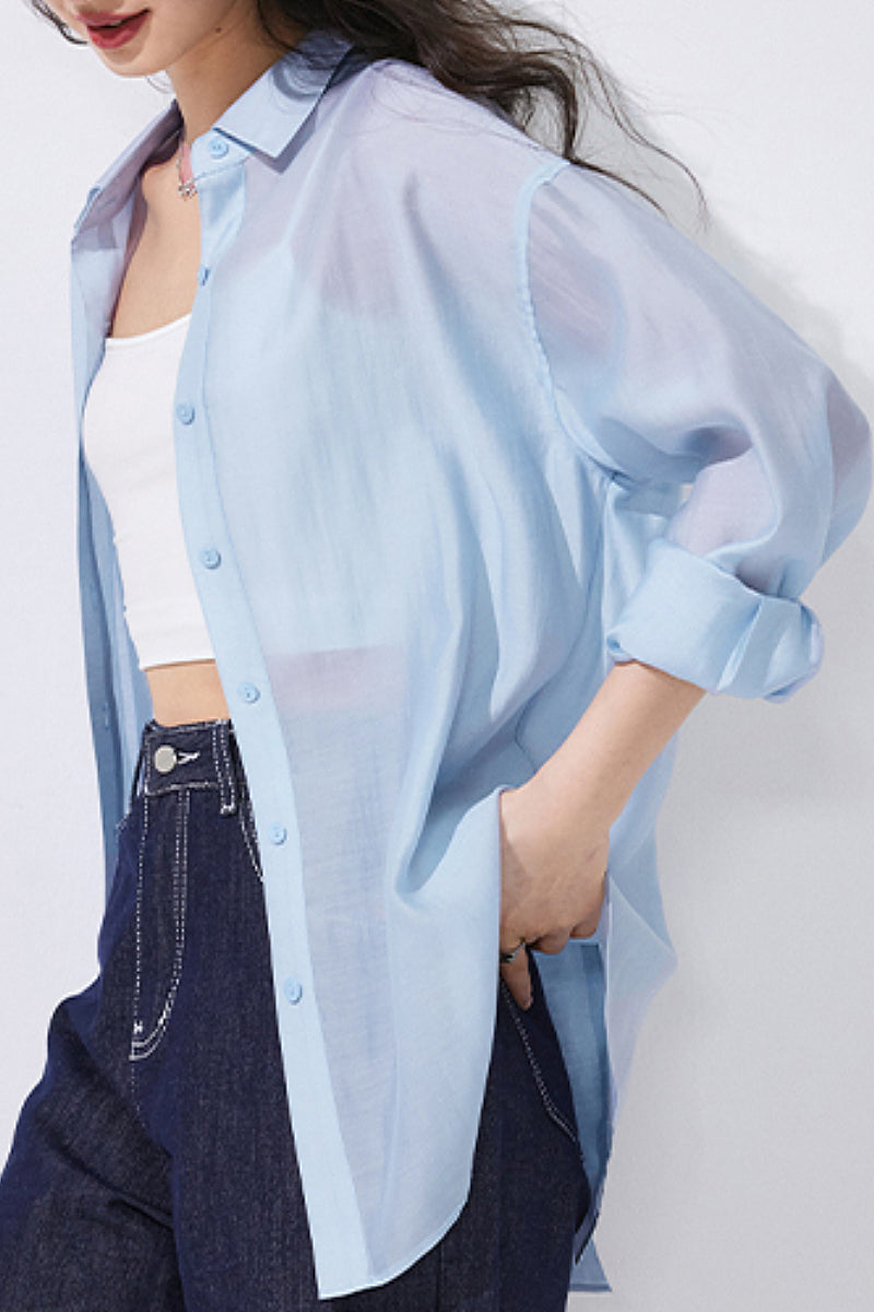 Sheer Lyocell-Blend Drop-Shoulder Shirt