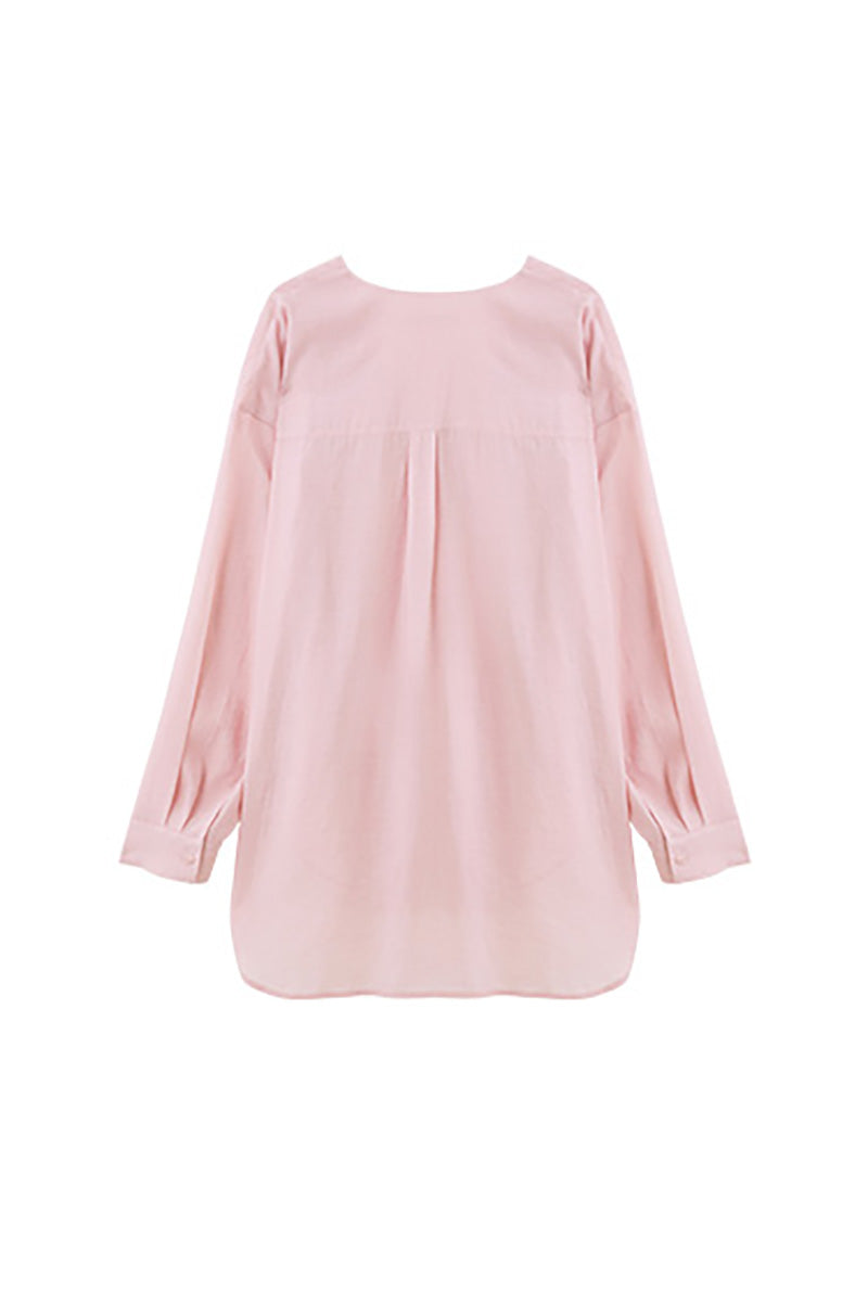 Sheer V-Neck Drop-Shoulder Shirt