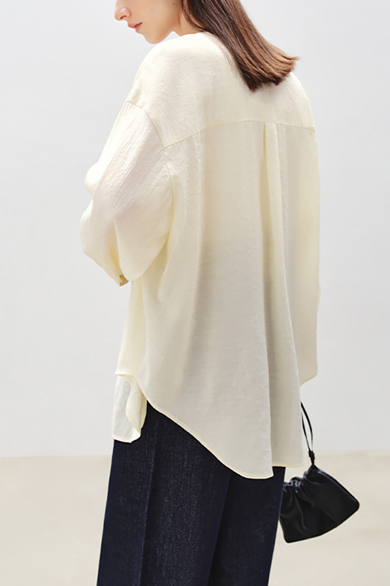 Sheer V-Neck Drop-Shoulder Shirt