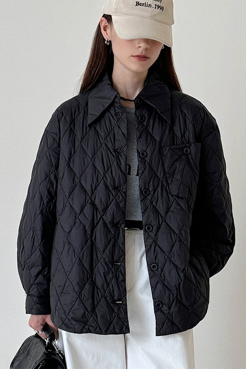 Shirt-Style Diamond Quilted Jacket