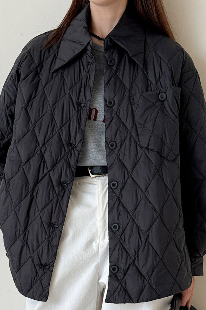 Shirt-Style Diamond Quilted Jacket