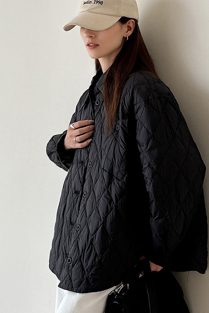 Shirt-Style Diamond Quilted Jacket