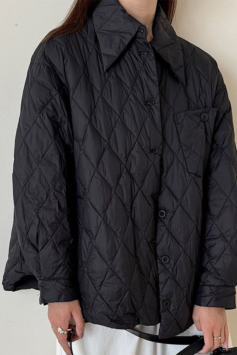 Shirt-Style Diamond Quilted Jacket