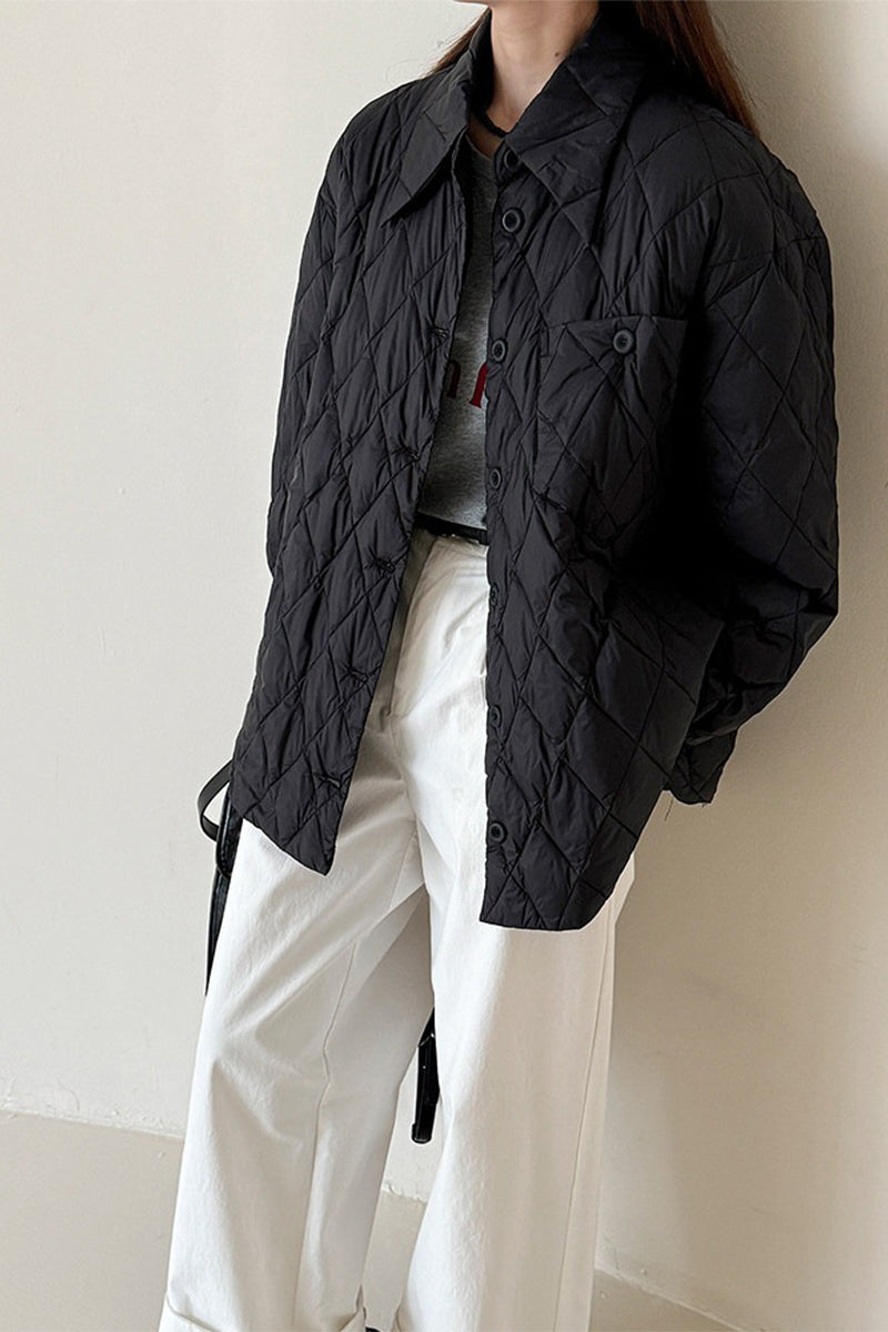 Shirt-Style Diamond Quilted Jacket