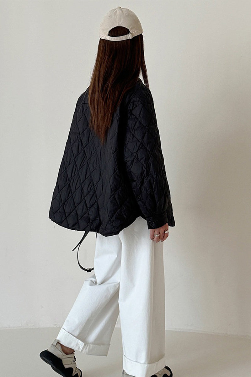 Shirt-Style Diamond Quilted Jacket