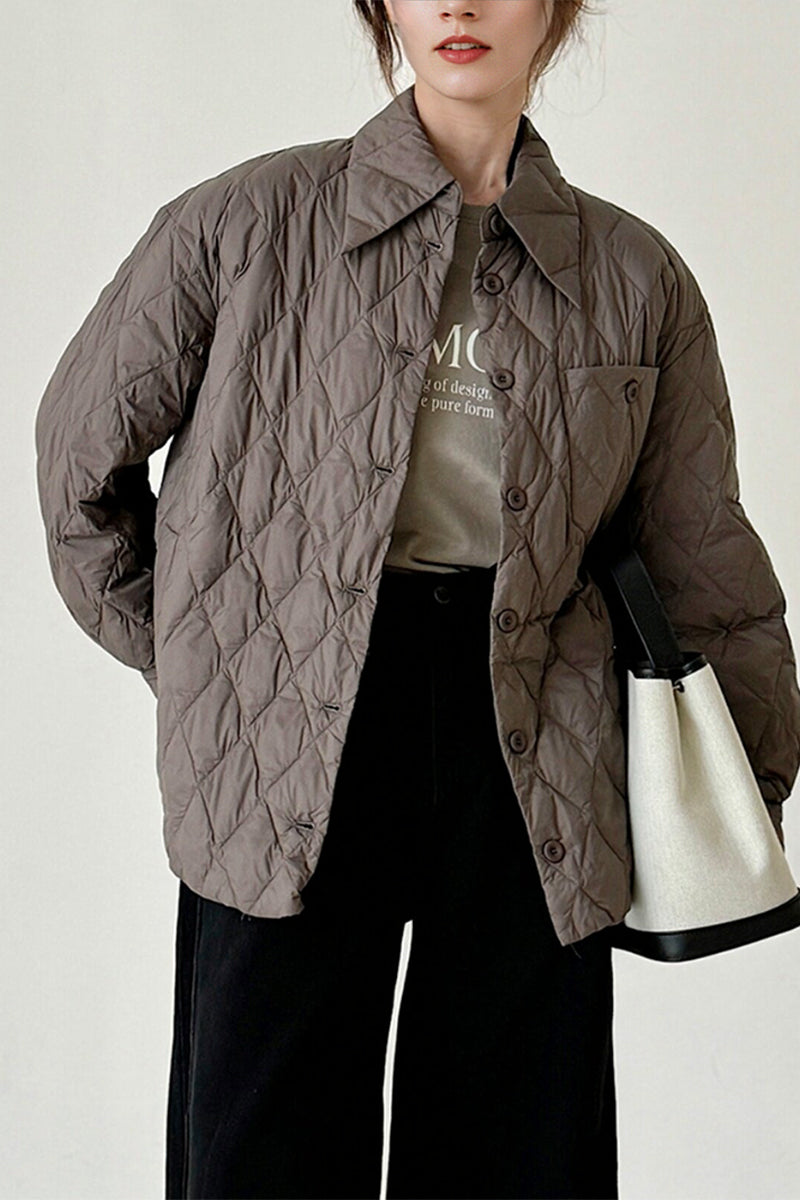 Shirt-Style Diamond Quilted Jacket