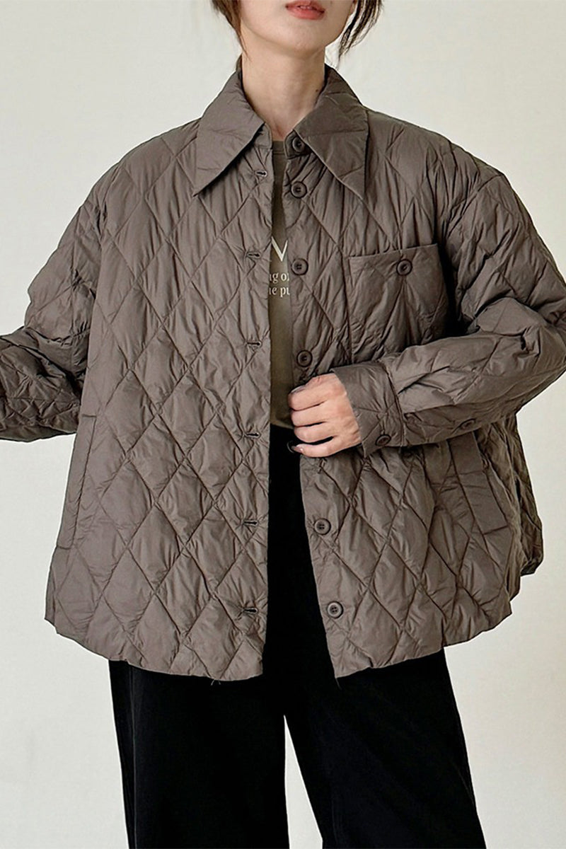 Shirt-Style Diamond Quilted Jacket
