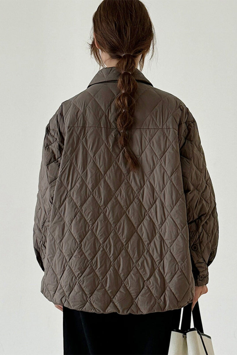 Shirt-Style Diamond Quilted Jacket