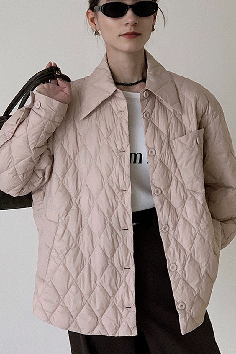 Shirt-Style Diamond Quilted Jacket