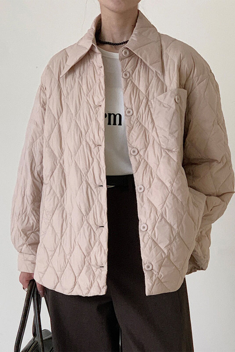 Shirt-Style Diamond Quilted Jacket