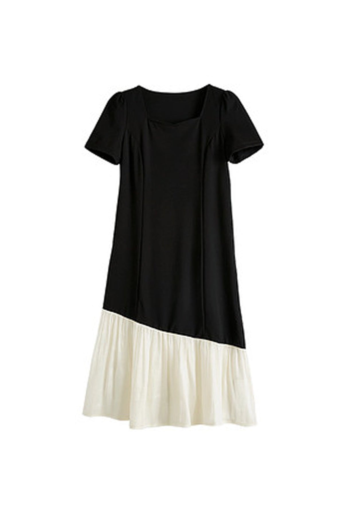 Short-Sleeve Sweetheart-Neck A-Line Midi Dress